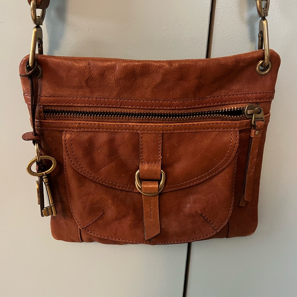 Fossil Brown Leather Crossbody Bag